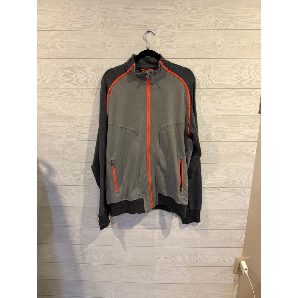 Lululemon Mens Active Full Zip Gray Jacket Orange XL